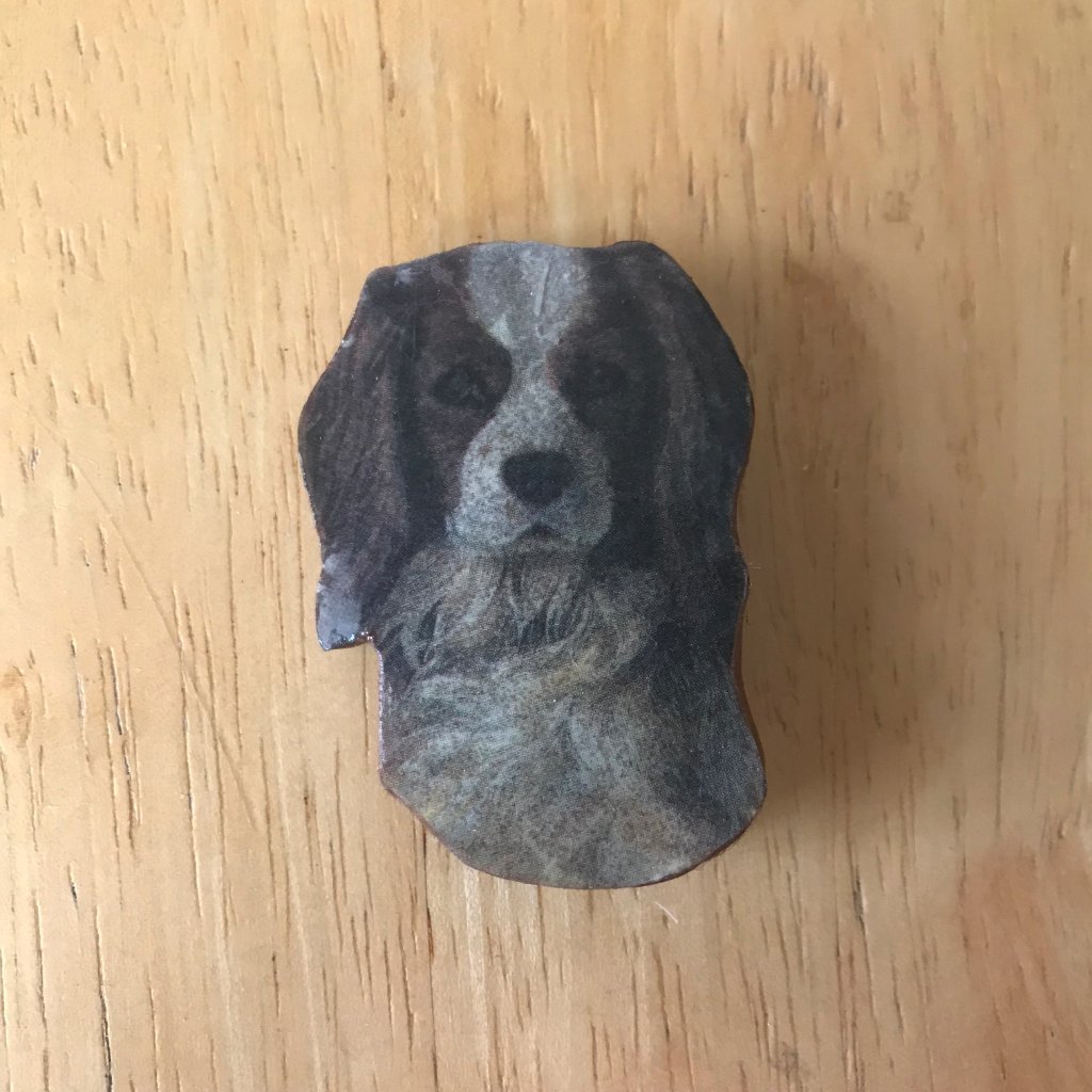 Cavalier King Charles Dog Pin Brooch Handmade Vtg